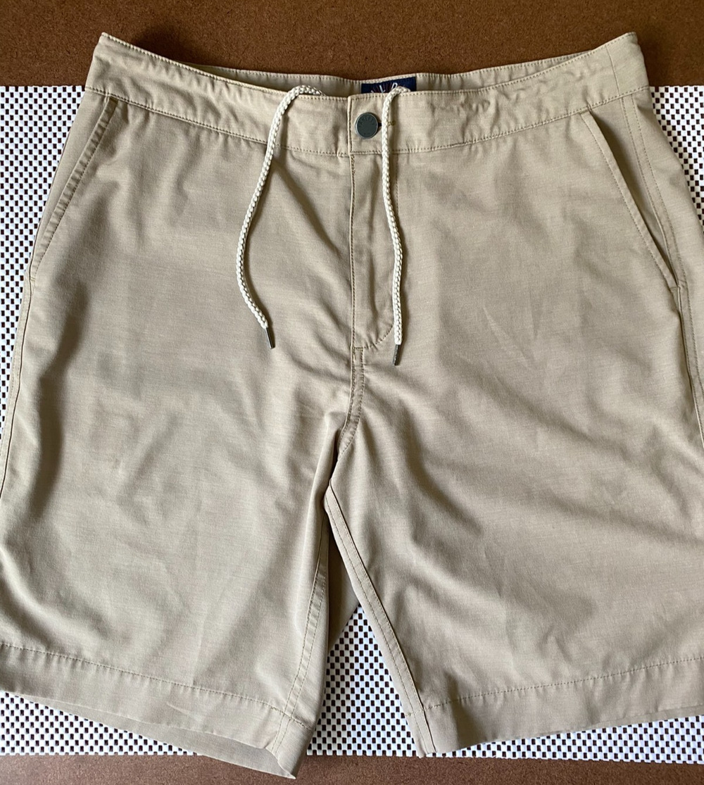 Faherty All Day Shorts Mens 33 Khaki Tan Beige Hybrid Board Swim MSC0007 Stretch